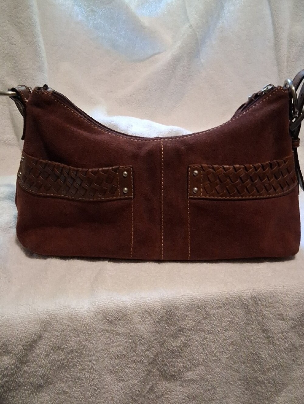 Fossil Brown Suede Braid I 7ed Shoulder Bag with Tassel - Picture 3 of 14